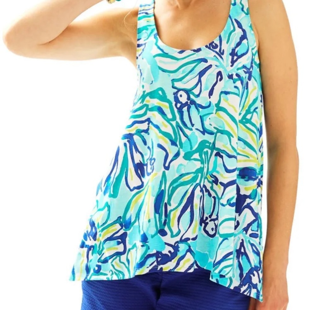 💙🩵 Lilly Pulitzer Monterey Tank ~ Pool Blue Stay Cool size large 🩵💙